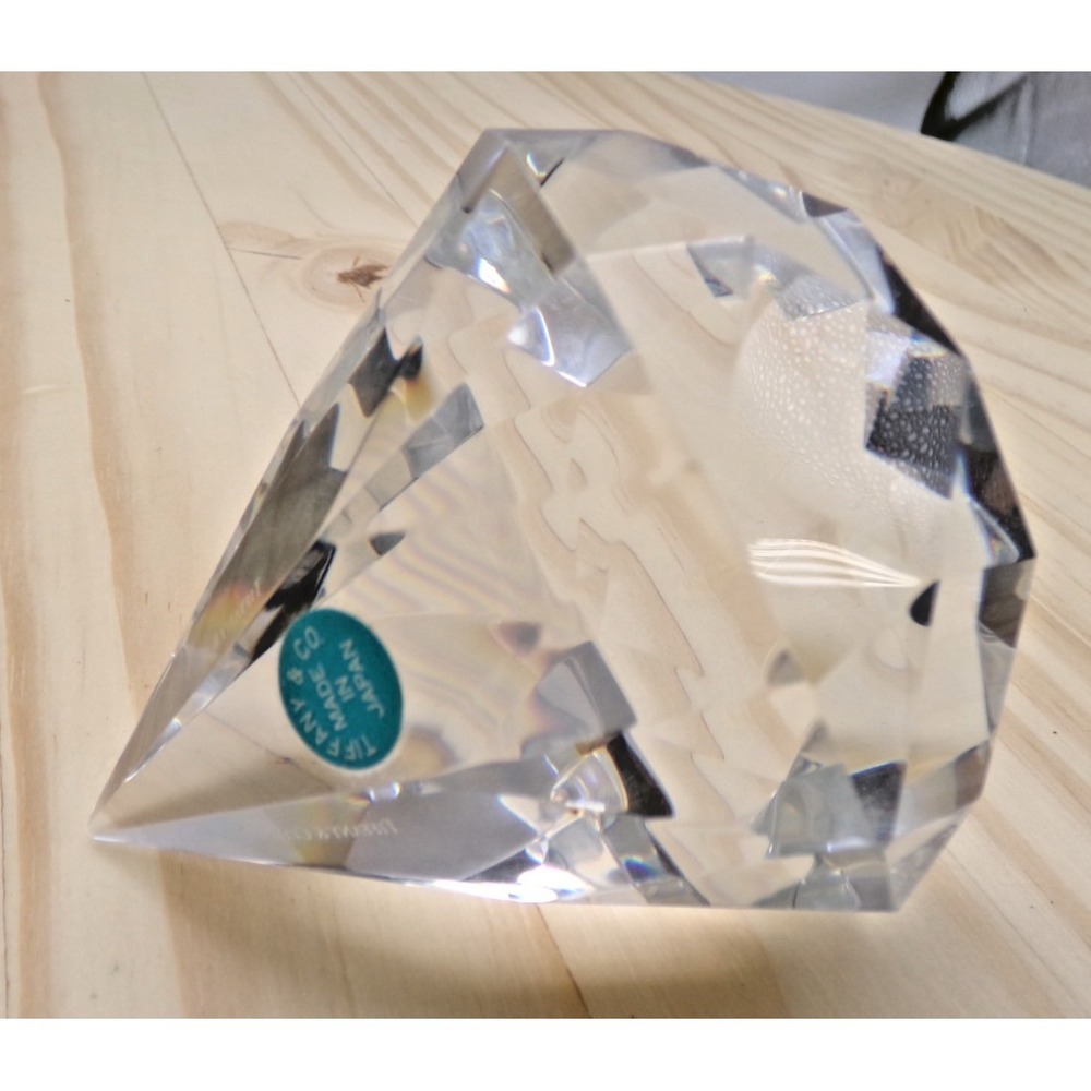 Tiffany & Co Crystal Cut Diamond Clear Prism Paperweight 3 3/4" x 3 1/4" No Box